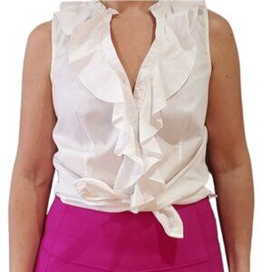 Vintage Jacob Sleeveless Ruffled Sleeveless Blouse